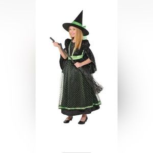 Girls Fancy Black & Green Witch Costume 2-Pc Size M